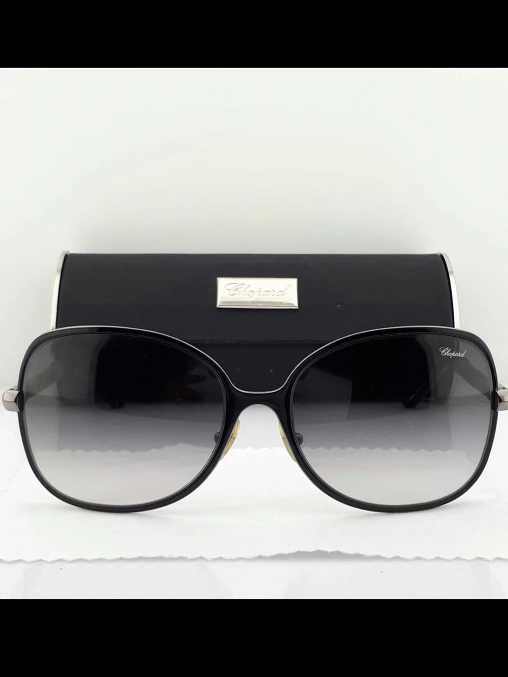 Chopard Black and Silver Gradient Oversized Women's Sunglasses - Picture 1 of 12